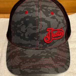 Justin Boots Black and Red Camo Hat